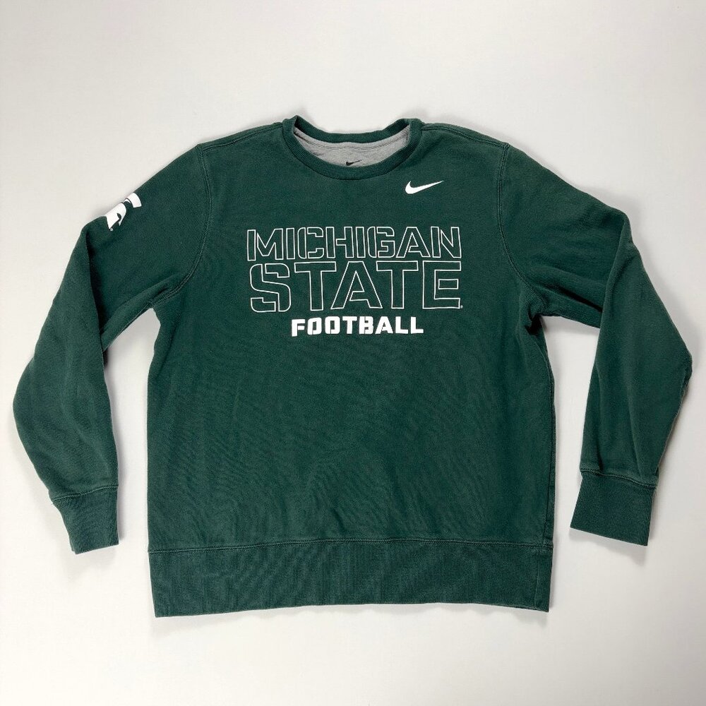 Michigan State University Nike Crewneck Sweatshirt Green Sz XL Football MSU